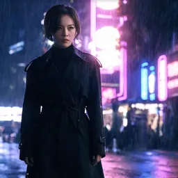 Cinematic hero — rainy neon