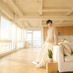 Wide scene — sunlit loft